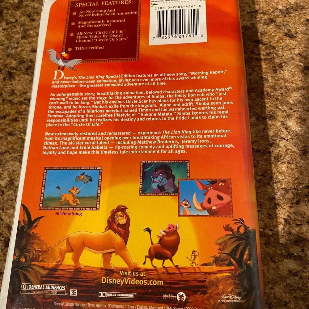 Disney The Lion King Platinum‎ Edition VHS -collectible- with new song!!